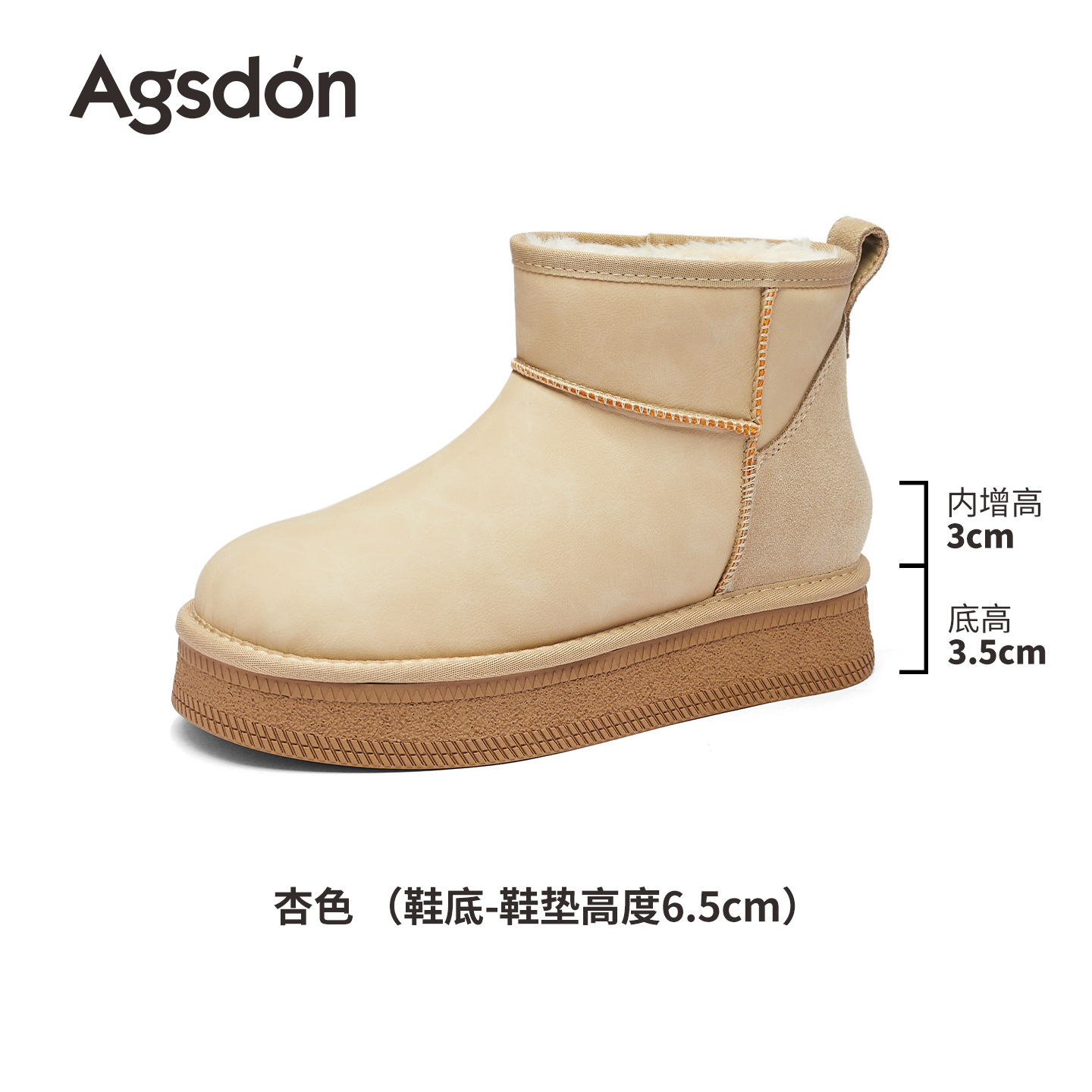 Botas de nieve de fondo grueso para mujeres 2025 nuevo invierno botas cortas de lana y algodón retro Bocken