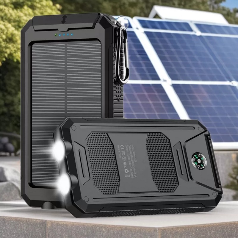 Tik Amazon Three-Proof Solar Power Bank 10000Mah Compass Mobile Phone Outdoor Power Bank Wholesale