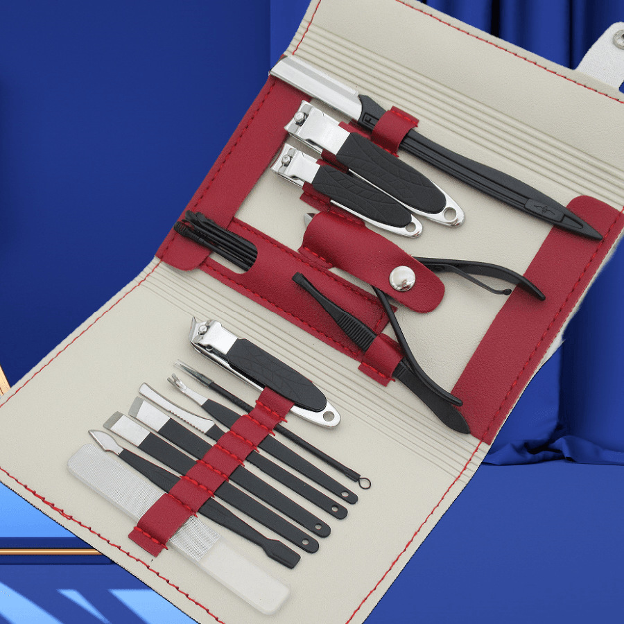 Juego de herramientas de uñas de acero inoxidable cuchillo de pedicura de 16 piezas cortador de belleza cortaúñas grandes cortaúñas cortador de orejas cortador de cejas