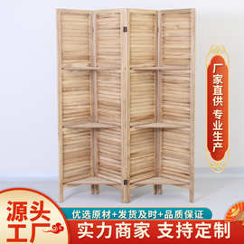 现代简约中式实木屏风中式酒店背景墙隔断折叠缝隙木质屏