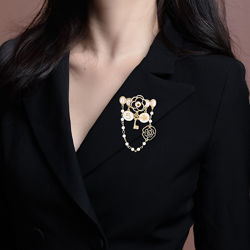 Kamelien Perlen Ketten Brosche Für Damen Elegantes Kostüm_voghion.com