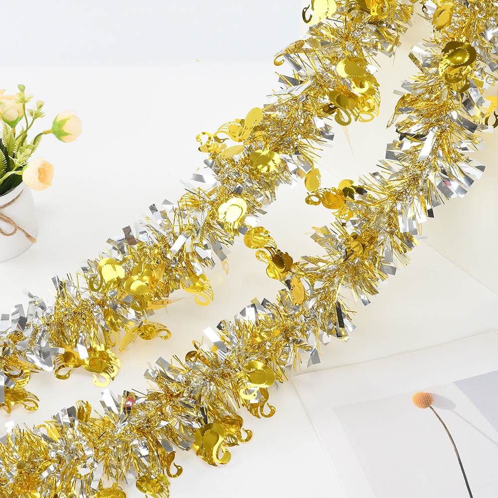 Decoración navideña transfronteriza Cisne burbuja de seda raya de color fiesta celebración actividad diseño Guirnalda lana raya cinta 2 M