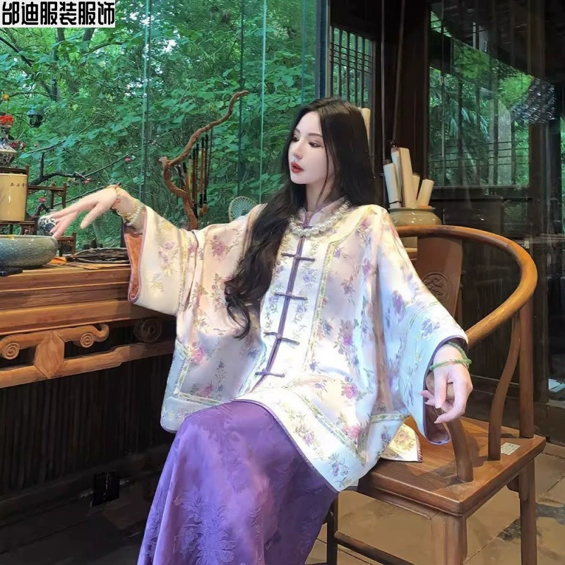 Новый летний стиль 2025: свободный крой, китайский национальный стиль, куртка и брюки (костюм-двойка), элитная женская одежда в стиле тан-костюм