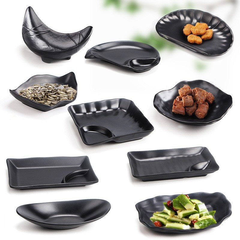 Black melamine snack plate Japanese crea...