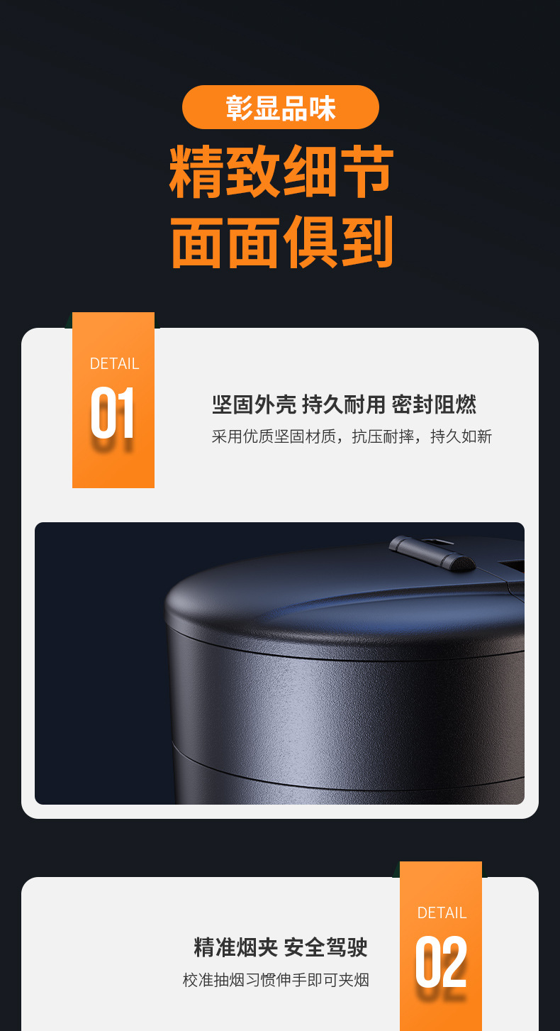 Car Ashtray with Led Light Display Multi-Function Fast Charging Car Anti-Dust Fly High-End Car Supplies
