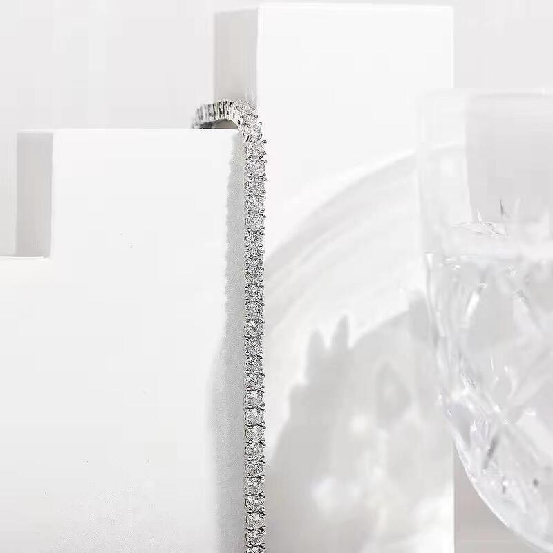 Cross-Border Wholesale Amazon European and American 4.0mm Full Diamond Bracelet Tennis Chai Single Row Tennis Bracelet Hand Jewelry