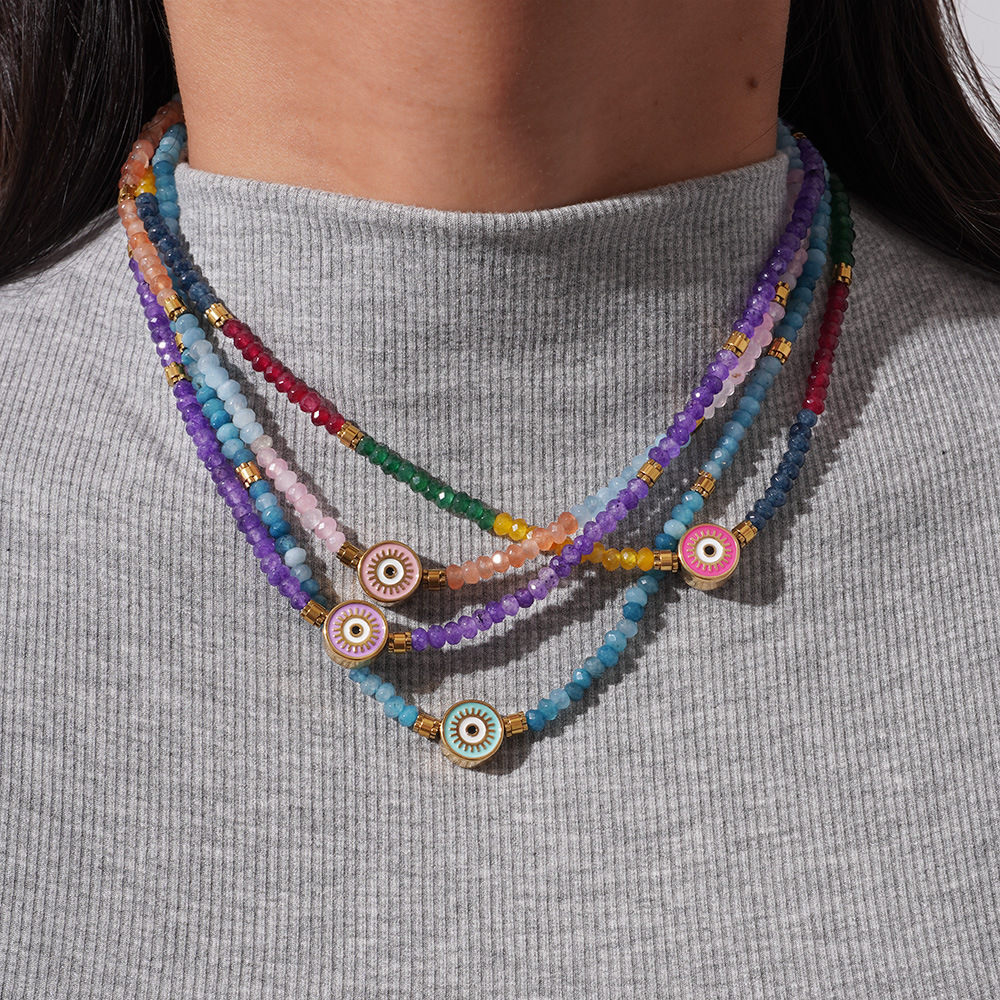 20g Weight Titanium Steel Pendant Material Necklace Classification Natural Stone Chain Material Beaded Chain Chain Type 1 Piece Quantity Holiday, Daily Occasion 304 Stainless Steel, natural stone Material Round Pattern All Seasons Season Women's Gender Vacation, Classic Style Style Vacation Classic Style Round 304 Stainless Steel Natural Stone Beaded Chain Necklace In Bulk 2