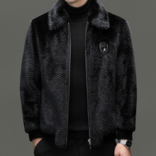 海宁皮貂皮貂绒外套男冬季短款夹克2025新款加厚仿貉毛皮大衣