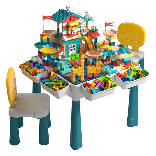 Compatible with LEGO children's building blocks table, multi-functional baby building blocks chair, brain-developing preschool assembly large-particle building blocks toy