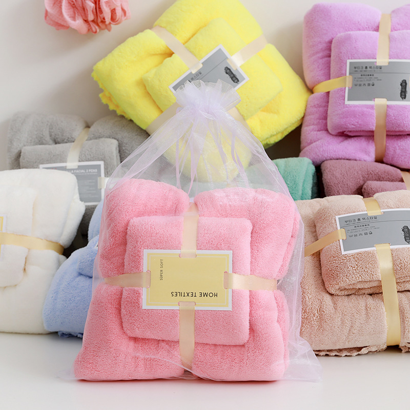 Thick absorbent towel bath towel set bea...