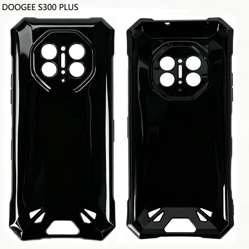 Suitable for Doogee S300 Plus Mobile Phone Case, Transparent Tpu Glossy Black Painted Material Soft Shell Silicone