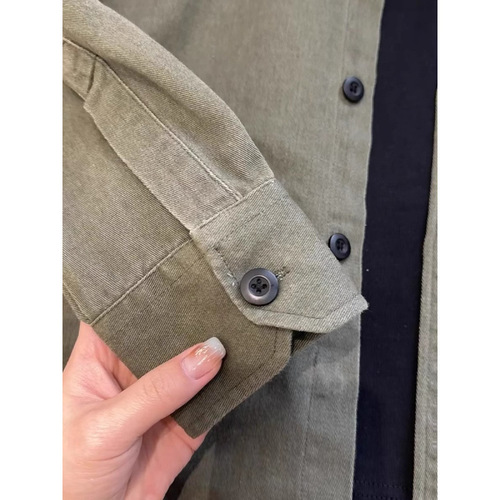 Green and Black Stylish Retro Long-Sleeve Shirt for Men, Japanese Style Casual Work Shirt, Early Spring Outerwear for Trendy Men
