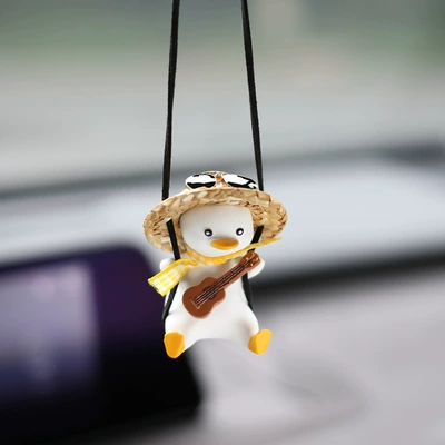 Car hanging – car interior decoration - yellow-scarf-guitar-duck-pendant