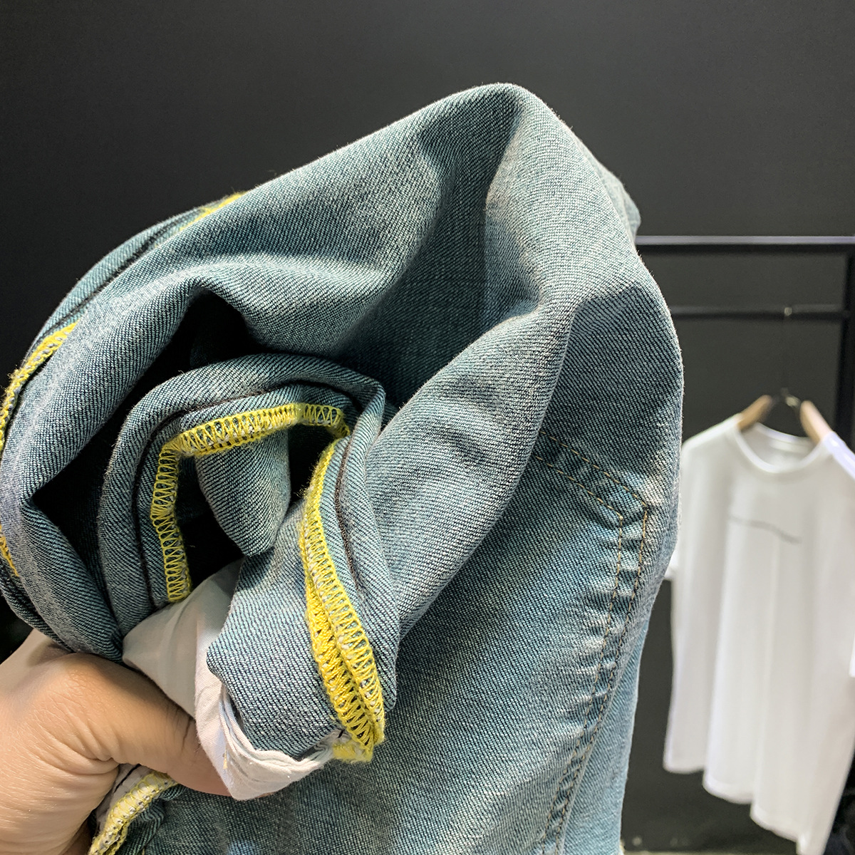 Jean délavé haut de gamme pour hommes, nouvelle marque tendance, élastique, fuselé, polyvalent, coupe ajustée, épais, printemps et automne_voghion.com