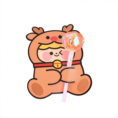 Christmas Candy Card Ins Cartoon Cute Children's Christmas Lollipop Insert Card DIY Message Decoration Greeting Card