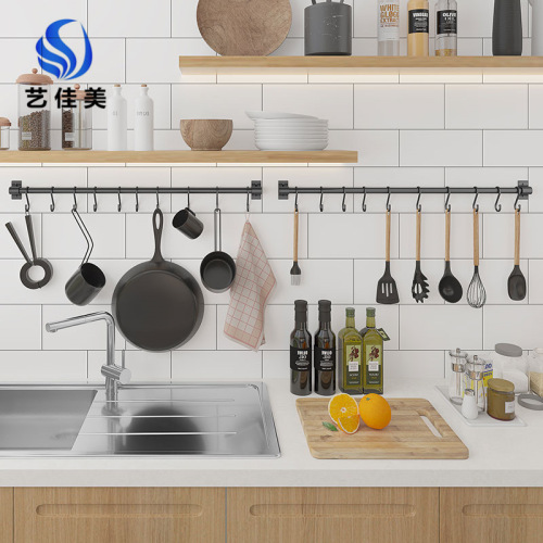 Kitchen hook wall-mounted punch-free multi-functional wall rack household kitchen supplies white storage rack