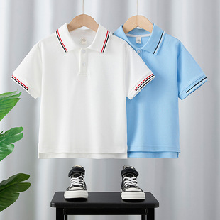 Children's Pure Color Polo Shirt, Boy's Summer Lapel Short-Sleeved T-Shirt, Handsome Baby Summer Thin Cotton T-Shirt