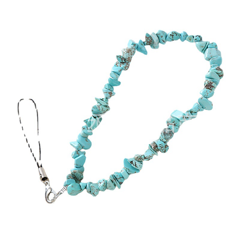 Europa y América transfronteriza nueva cadena de teléfono móvil de grava cadena de teléfono móvil cáscara del teléfono móvil aplicable piedra natural joyería de cristal honda