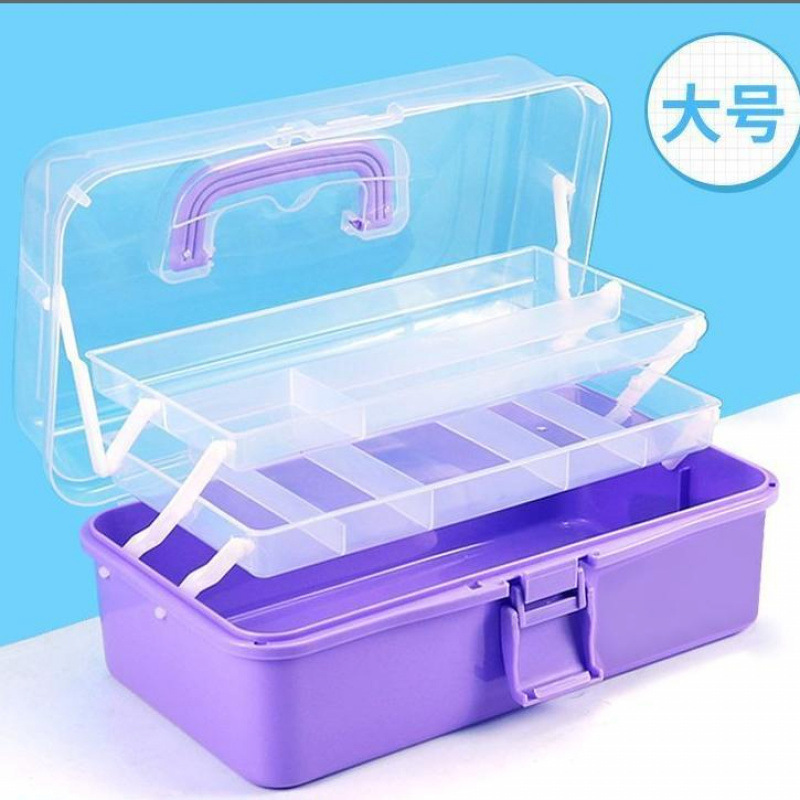 加厚三层美术生收纳盒工具箱桌面整理文具整理药箱颜料画笔箱|undefined