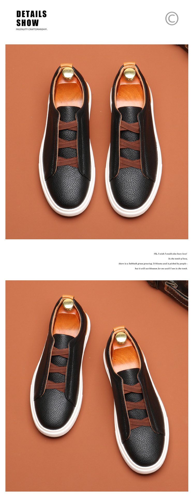 Round head men's board shoes British fashion trend casual sports shoes a slip-on_voghion.com