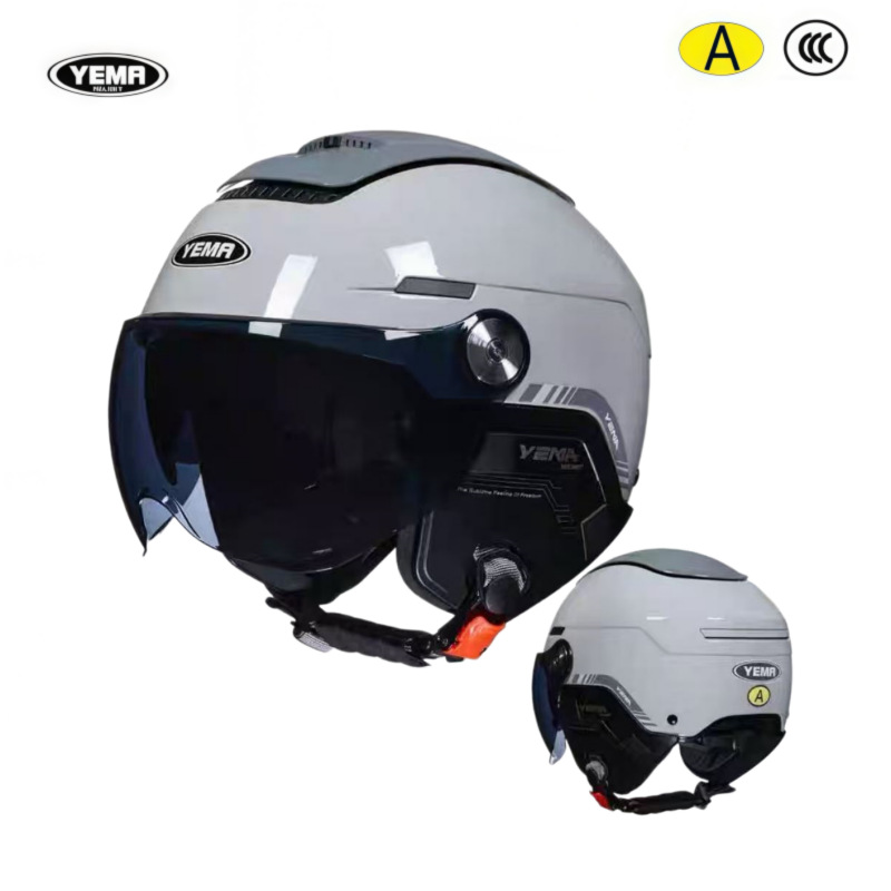 Mustang 3C Certified Ym370S Dual-Mirror Half Helmet New National Standard Motorcycle Electric Vehicle Safety Helmet New Model Summer Ventilation
