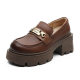 First-layer cowhide loafers women's spring 2024 new leather muffin thick-soled one-step casual women's single-layer shoes