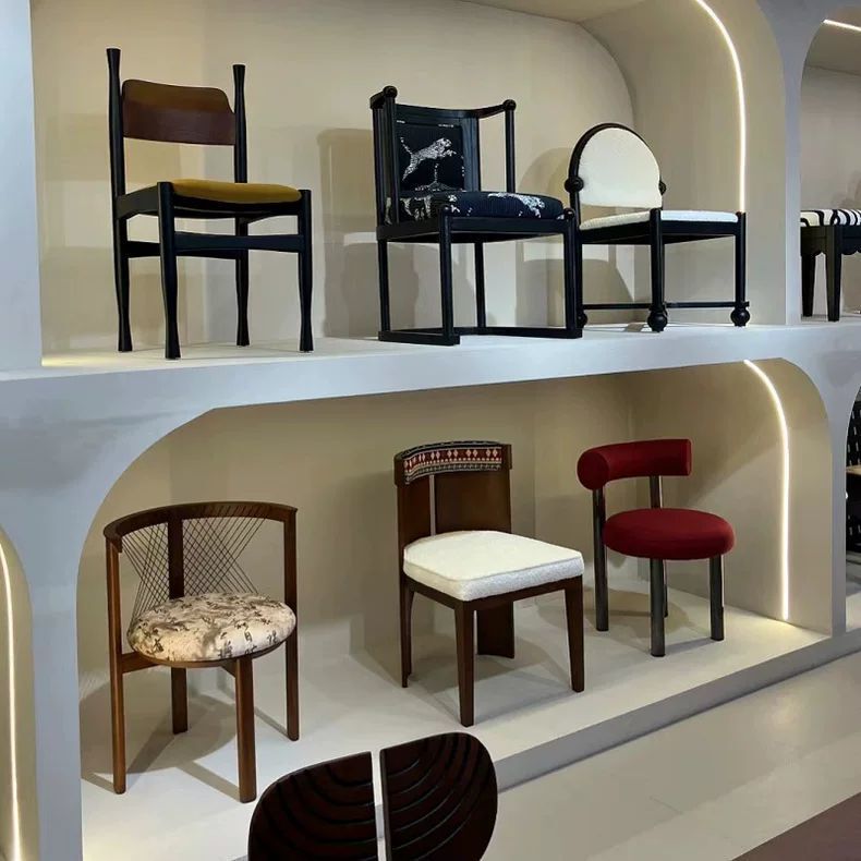 Medieval Style Dining Table and Chairs, French Retro Solid Wood Dining Chairs, Japanese Style Home Designer High-Looking Backrest Stools Medieval Style Dining Table and Chairs, French Retro Solid Wood Dining Chairs, Japanese Style Home Designer High-Looking Backrest Stools