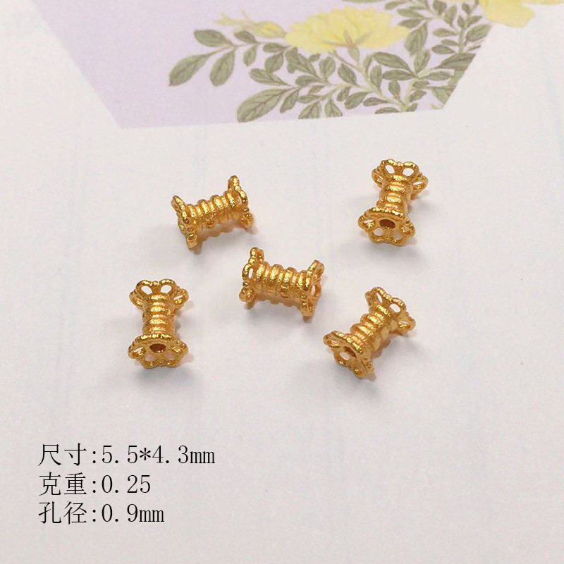 S925 Silver Gold-Plated Spacer Beads with Star Pattern, Loose Beads, Spacer Pads, Semi-Finished DIY Bracelet Components