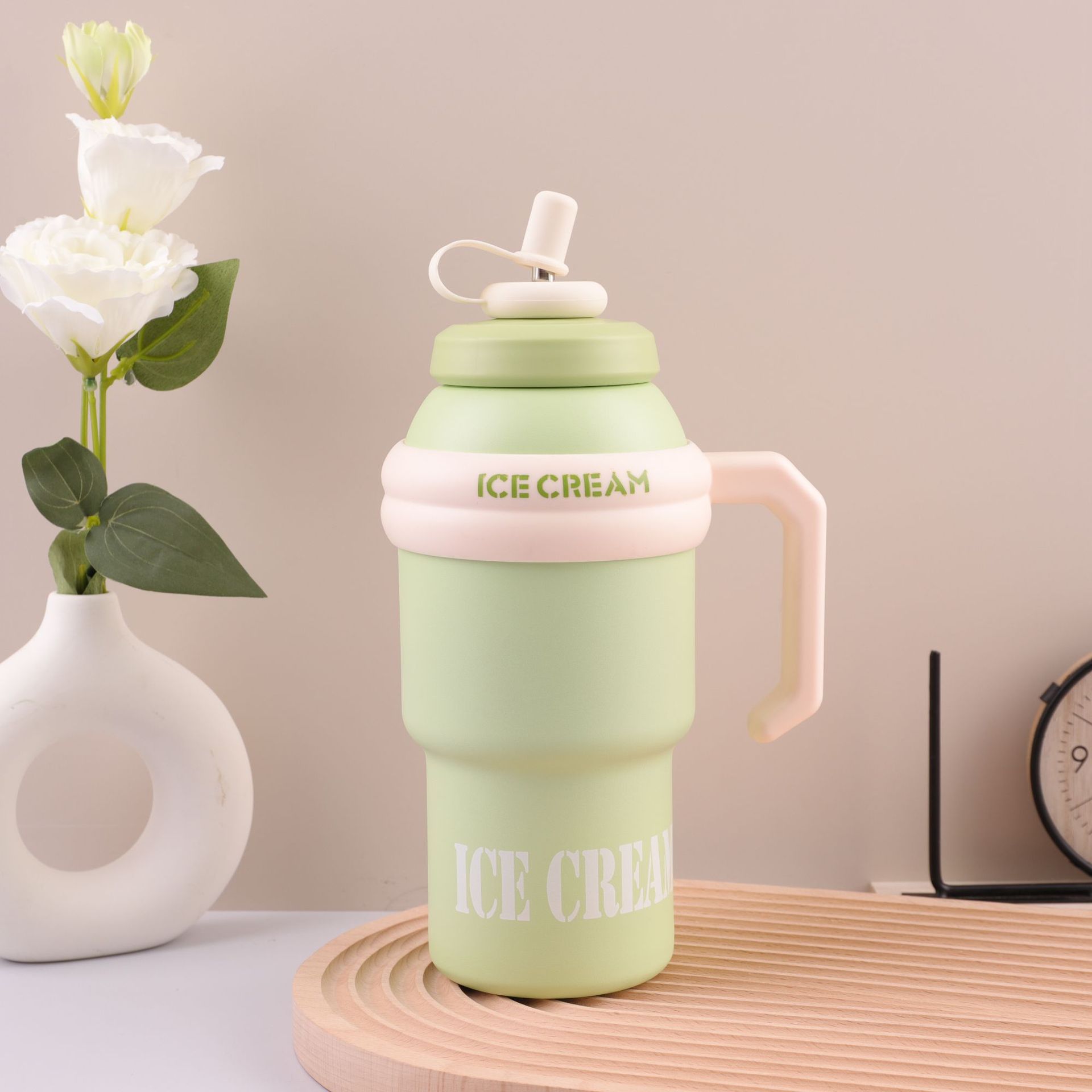Nuevo Big Mac 316 taza de automóvil de acero inoxidable taza de mango de vacío de doble capa taza de gran capacidad con taza de aislamiento de paja