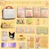 Luxurious oil, handheld stationery, set, with little bears