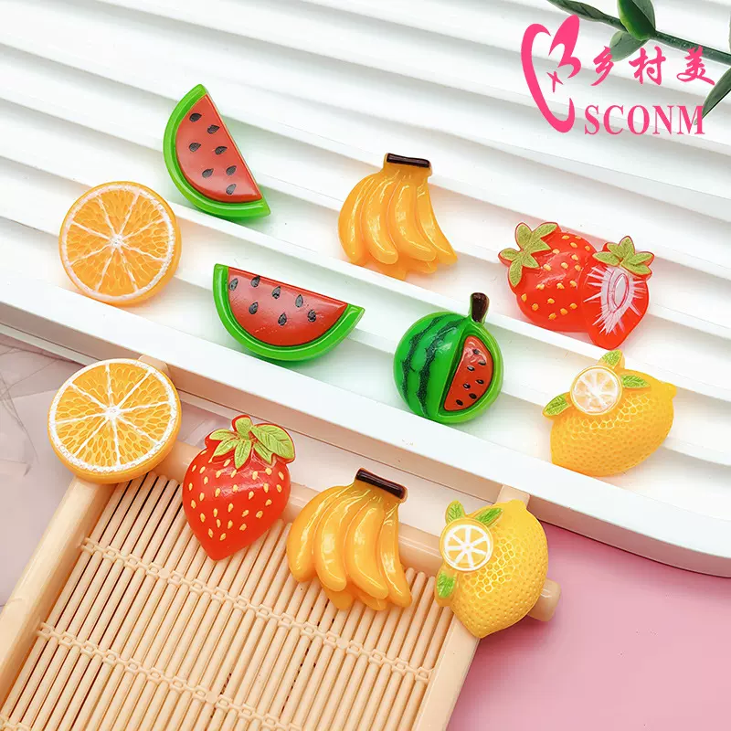 仿真柠檬片西瓜水果树脂配件 diy奶油胶手机壳贴片玩具水晶泥材料