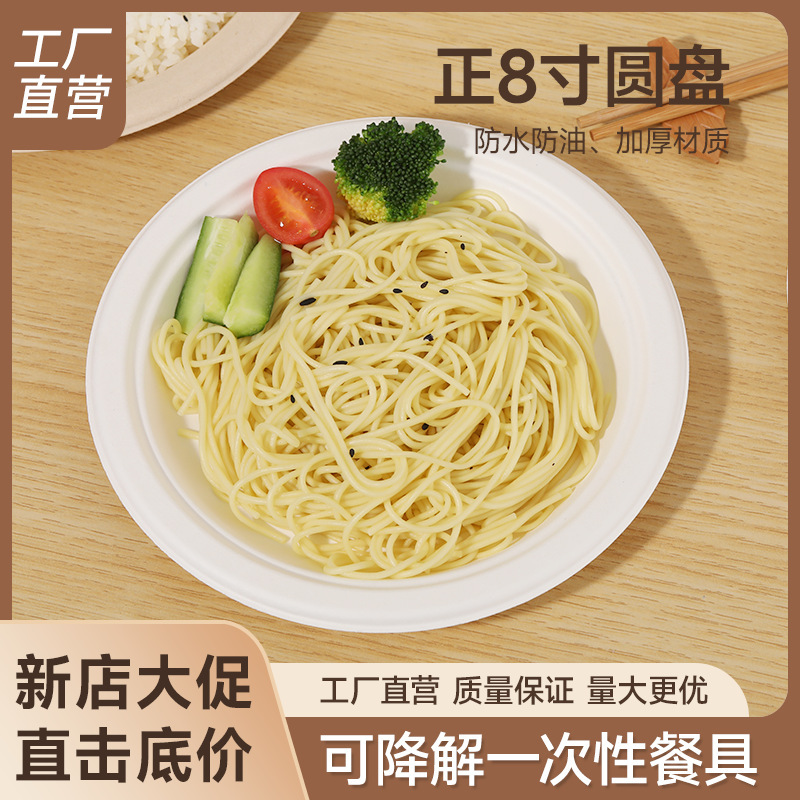 Sugarcane Pulp Disposable Cake Paper Plate Dinner Picnic Home Barbecue DIY Hand-Painted Degradable Paper Plate