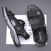 厂家直销凉鞋男款2024夏季户外休闲远动沙滩鞋防滑厚底软皮凉鞋潮