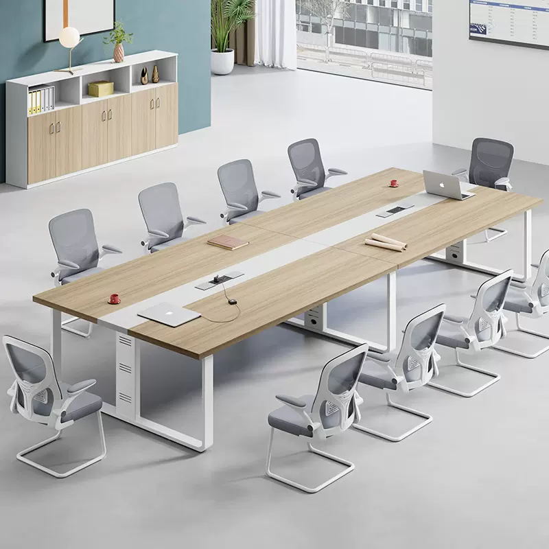 会议桌长条桌简约现代桌椅组合接待洽谈培训大小型办公室家具原木