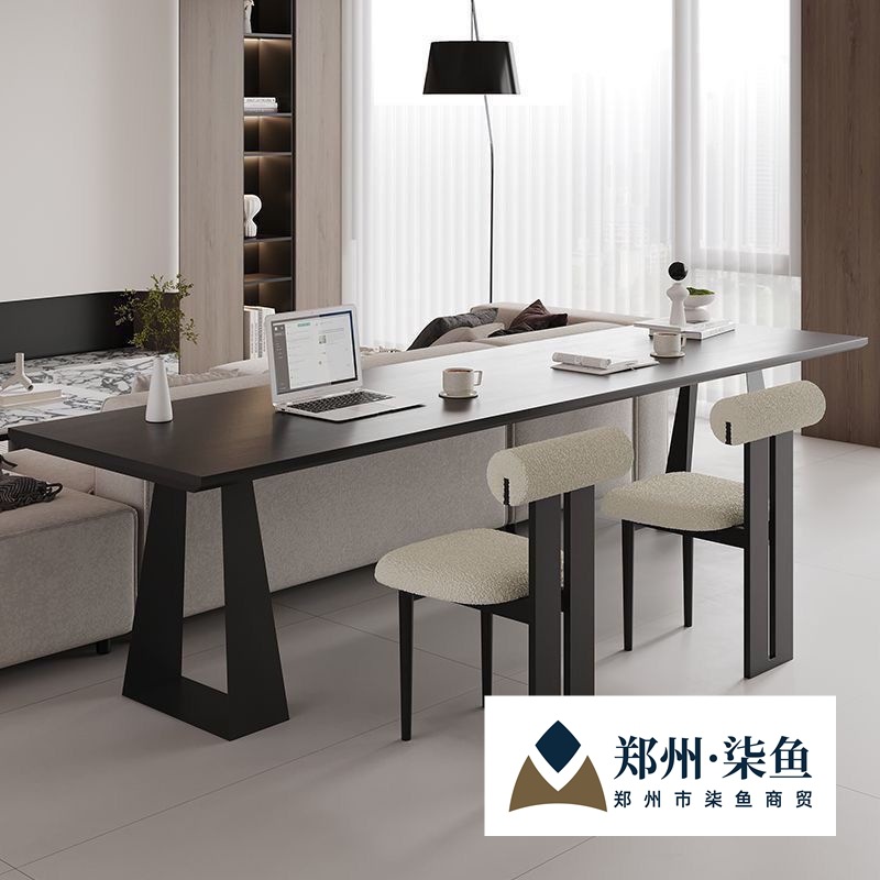 Black Solid Wood Desk for Home Living Room Italian Minimalist Horizontal Hall Sofa Long Table Double Study Table Office Desk