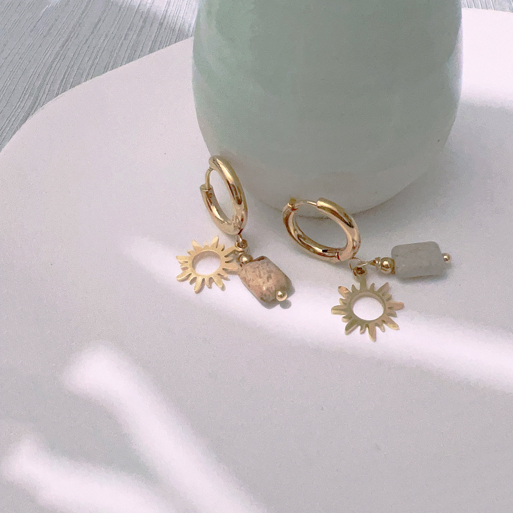 Stainless Steel Material Fashion Sun Square Stainless Steel Plating Hollow Out Women's Bracelets Earrings Necklace