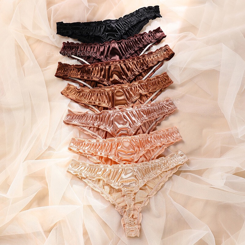 European and American Cross-Border Large Size Satin Luxury Sexy Thong Cotton Crotch Ice Silk Low Waist Underwear Wholesale European and American Cross-Border Large Size Satin Luxury Sexy Thong Cotton Crotch Ice Silk Low Waist Underwear Wholesale