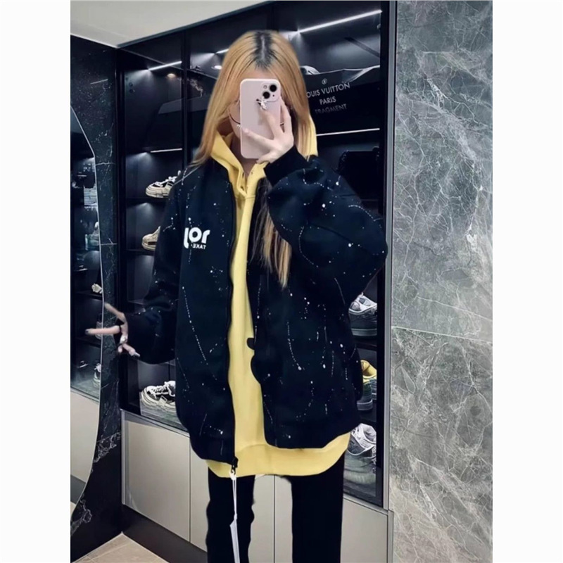 American Pilot Hot Diamond Star Sequin Jacket Women's Autumn and Winter 2025 Spring and Autum Retro Baseball Uniform Loose Jacket