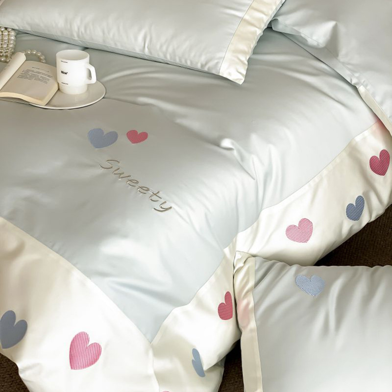 Parure de lit brodée en pur coton ensemble housse de couette_voghion.com
