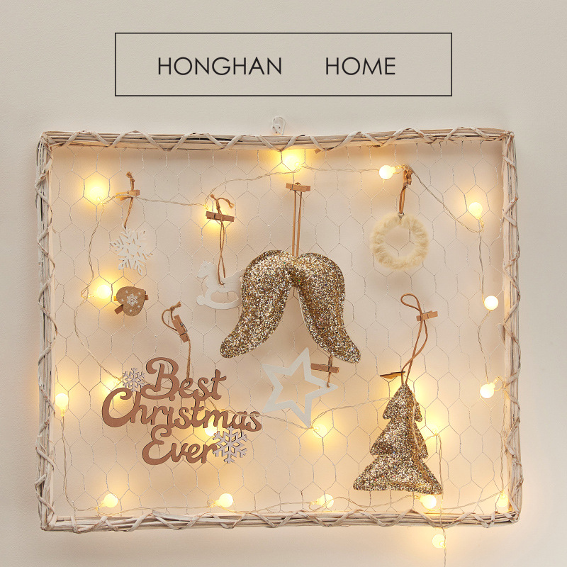 Decoraciones de Navidad transfronterizas de madera, diseño de lámparas de pared domésticas de Navidad, colgantes de material DIY, paquetes de viento creativos