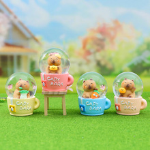 创意卡皮巴拉可爱水晶球发光雪花水球卧室床头柜摆件学生朋友礼物