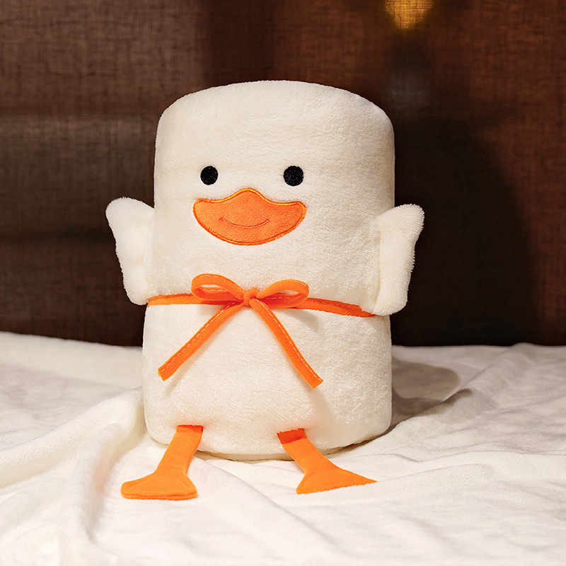 Pato dibujos animados rollo manta siesta manta engrosada edredón caliente solo plegable para oficina dormitorio para hombres y mujeres