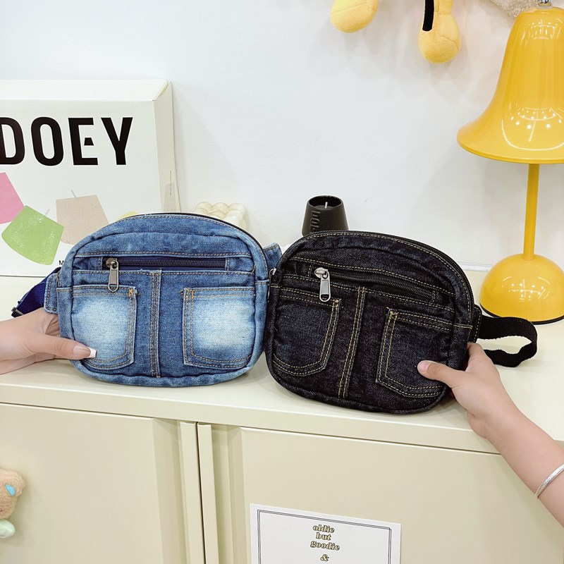 Bolsas de pecho coreanas jeans extranjeros para niños y niñas, bolsas de hombro casuales para padres e hijos 2025, bolsas de cambio para niños.