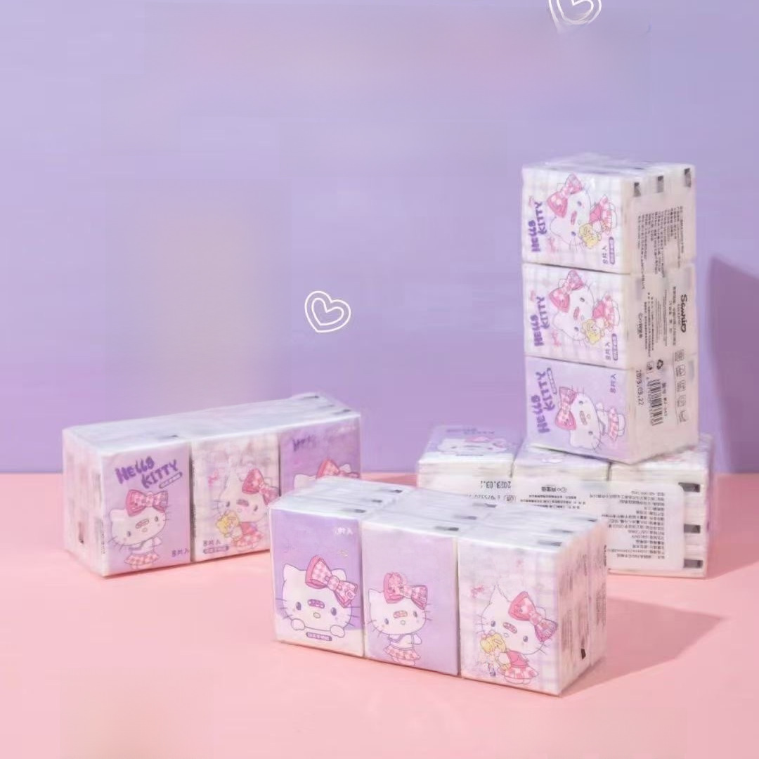 三麗鷗系列無香印花手帕紙三層雲柔膚感面巾紙便攜小包餐巾紙批發