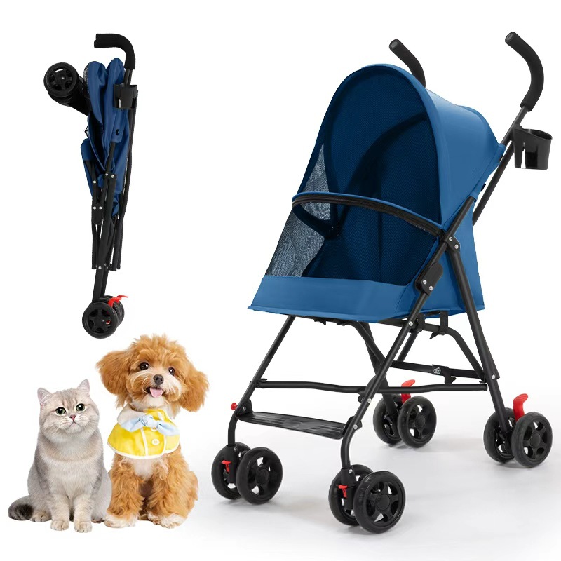 Transfronterizo simple pet carrinch pet pet pet carrinch pet out pequeño portátil ligero plegable con un botón