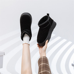 周冬雨同款真皮雪地靴女2023冬季新款厚底增高真毛保暖雪地棉女靴