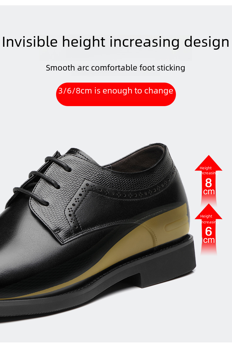 Men's 8cm6cm Inner Height Increasing Shoes Men's Korean Style Business Dress Pointed Toe Casual Men's Leather Shoes Bridegroom's Wedding Shoes_vogvips.com