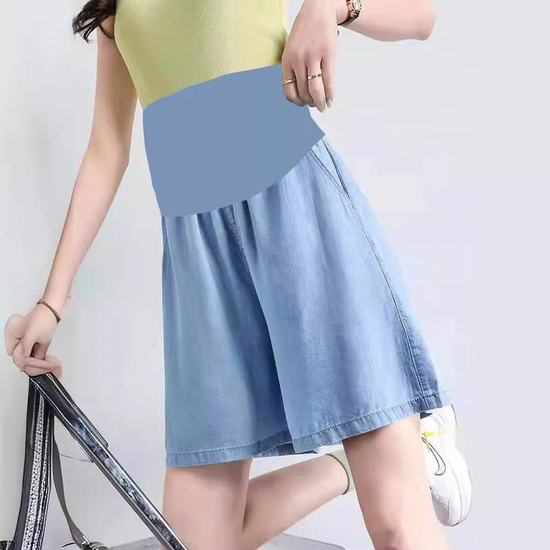 Maternity Jeans Summer Shorts Thin Tencel Fashionable Soft Belly Support Pants Outer Wear Cool Maternity Wear 8502 Maternity Jeans Summer Shorts Thin Tencel Fashionable Soft Belly Support Pants Outer Wear Cool Maternity Wear 8502