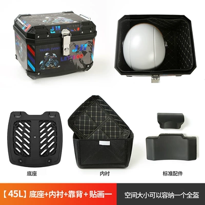 Motorcycle trunk | Electric Vehicle Storage - 45l-bottom-plate-lining-backrest-decal-1