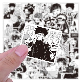 50 Black and White Two-Dimensional Mixed Anime Stickers for Mobile Phones and Computers Helmets Waterproof Stickers Anime Sticker